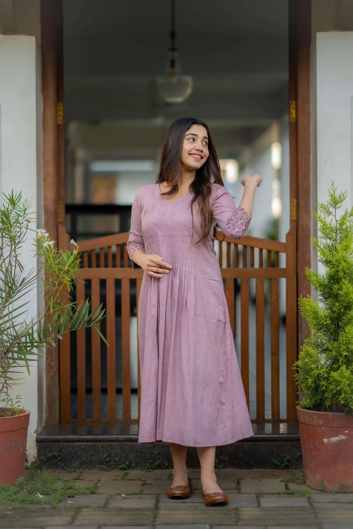 Floral Elegance ? Cotton Embroidered Dress with Printex Magic (XL) - Image 3