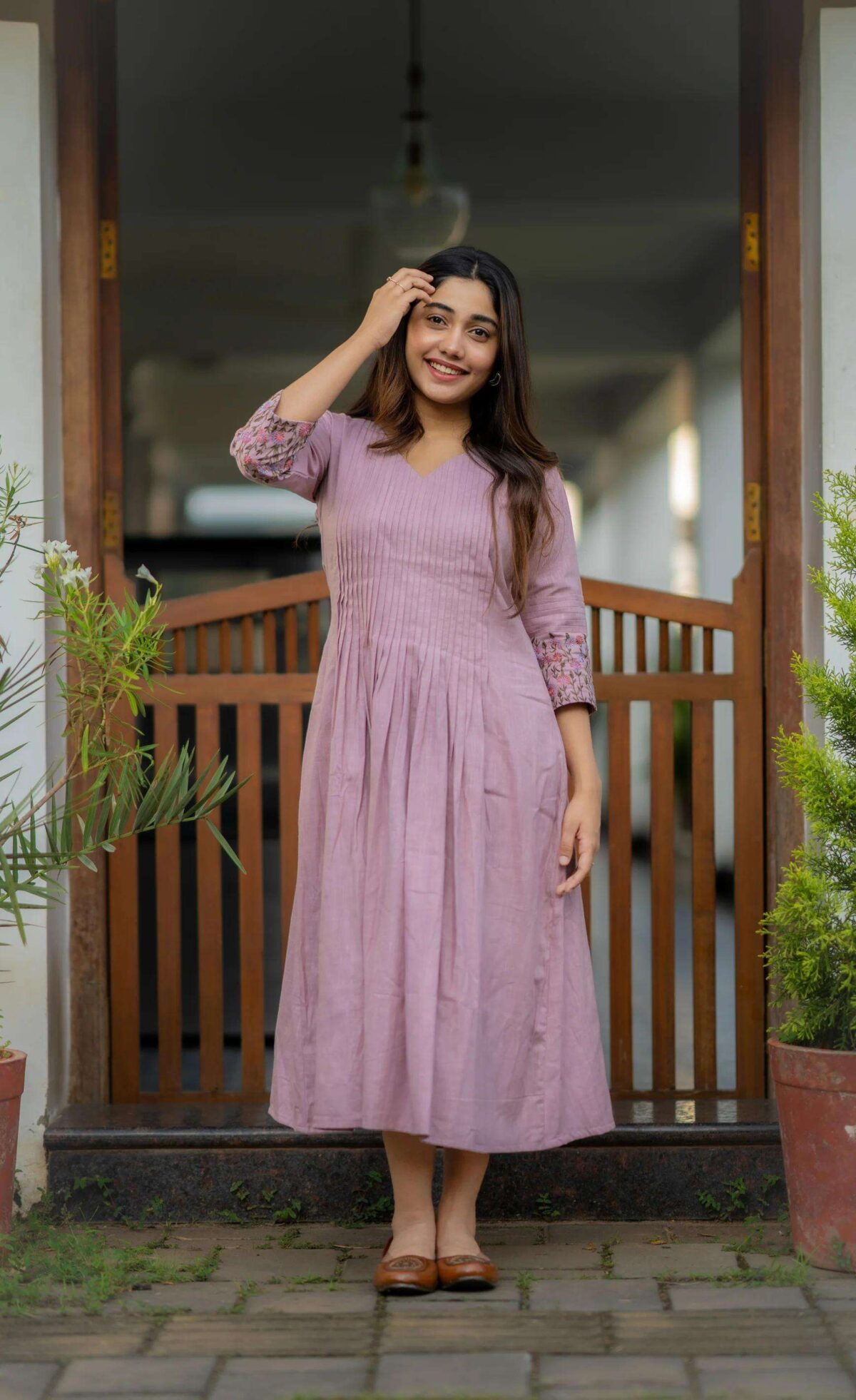 Floral Elegance ? Cotton Embroidered Dress with Printex Magic (XL) - Image 4